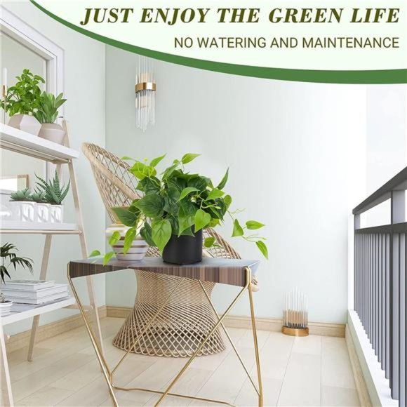 Faux Plants Indoor, Artificial Plants for Home Decor Indoor, Pothos Small Plants - Picture 2 of 7